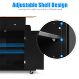 BABOOM Black Mdf Base with Wood Top Rolling Kitchen Island (18-in x 34.5-in x 35.5-in)