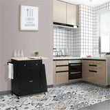 BABOOM Black Mdf Base with Wood Top Rolling Kitchen Island (18-in x 34.5-in x 35.5-in)