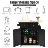 BABOOM Black Mdf Base with Wood Top Rolling Kitchen Island (18-in x 34.5-in x 35.5-in)