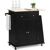 BABOOM Black Mdf Base with Wood Top Rolling Kitchen Island (18-in x 34.5-in x 35.5-in)
