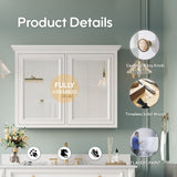 Forclover 40-in x 30-in Surface Mount White Mirrored Soft Close Medicine Cabinet