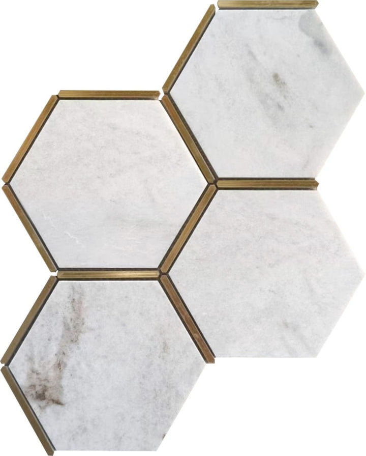 Satori Marmo Luminoso 12-in x 12-in Polished Porcelain Marble Hexagon Mosaic Floor and Wall Tile product image