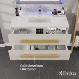 Eviva Element 44"W x 20"D White Wall Mount Bathroom Vanity with White Solid Surface Countertop and Integrated Sink