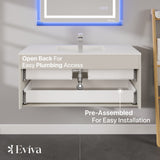 Eviva Element 44"W x 20"D White Wall Mount Bathroom Vanity with White Solid Surface Countertop and Integrated Sink