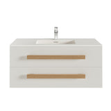 Eviva Element 44"W x 20"D White Wall Mount Bathroom Vanity with White Solid Surface Countertop and Integrated Sink