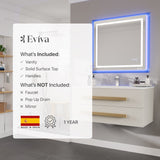 Eviva Element 44"W x 20"D White Wall Mount Bathroom Vanity with White Solid Surface Countertop and Integrated Sink