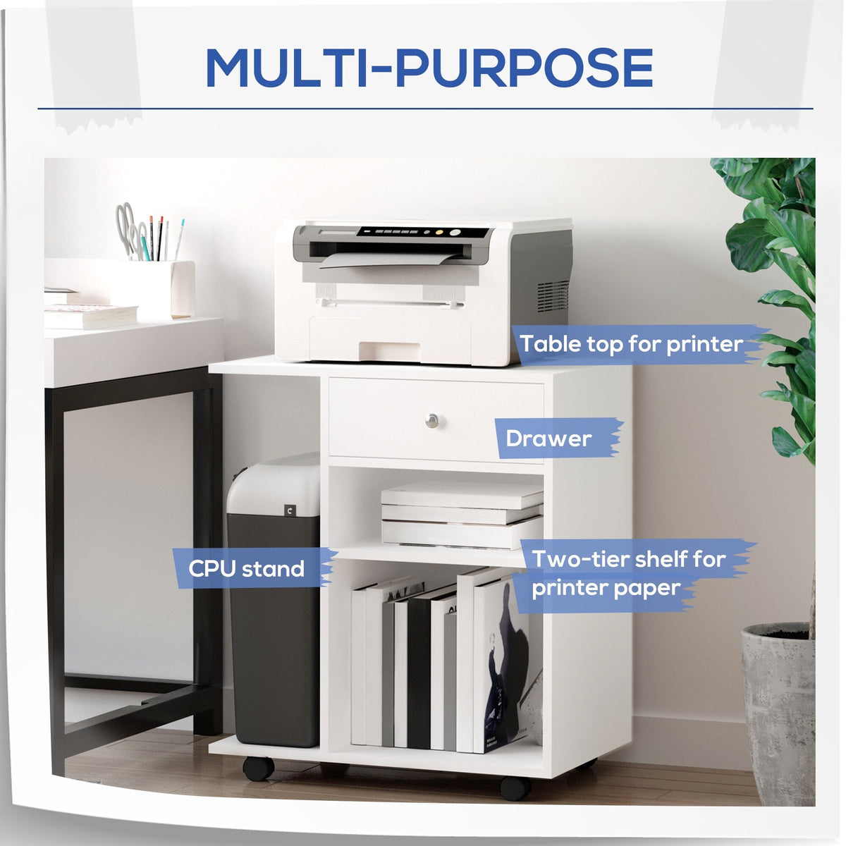 Maocao Hoom White 1-Drawer 23.5-in File Cabinet