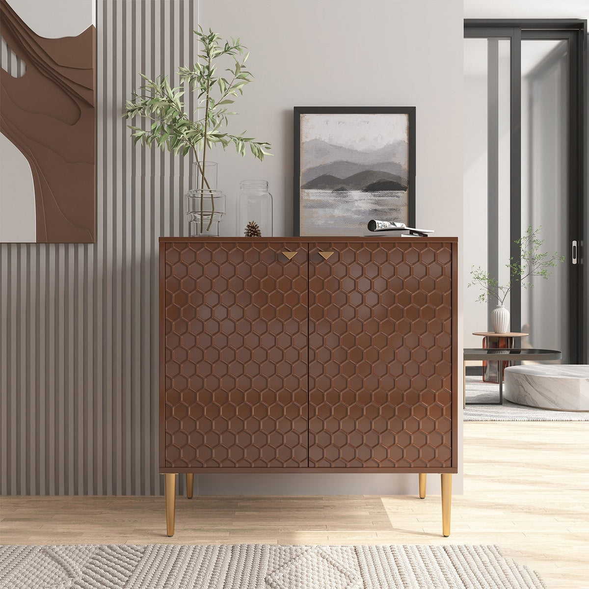 Mondawe 2 Doors Locker Accent Cabinet Chests Coffee