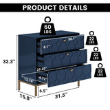 Mondawe 31.5 in. 3-Drawer  Cabinet, Blue
