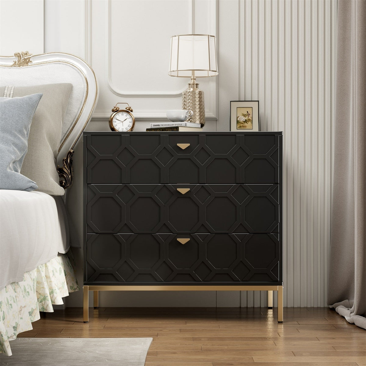 Mondawe 31.5 in. 3-Drawer  Cabinet, Black
