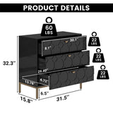 Mondawe 31.5 in. 3-Drawer  Cabinet, Black