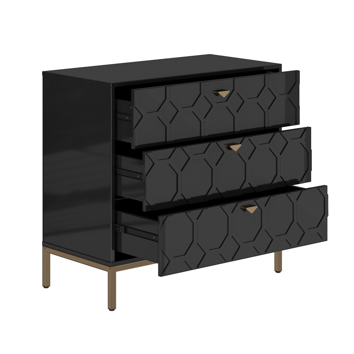 Mondawe 31.5 in. 3-Drawer  Cabinet, Black