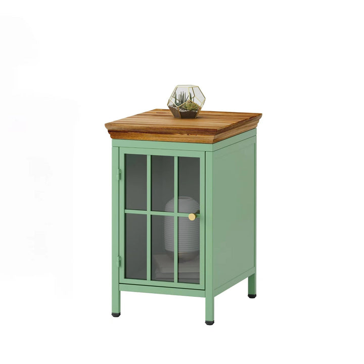 Maocao Hoom Nightstand with Storage Cabinet and Solid Wood Tabletop, Green