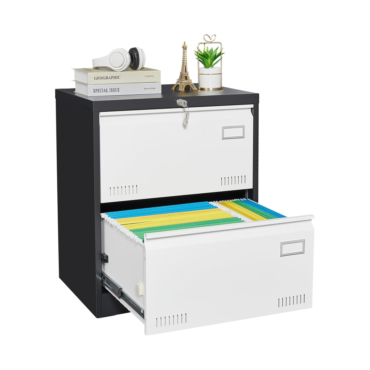 Maocao Hoom Black+White 23.62-in File Cabinet