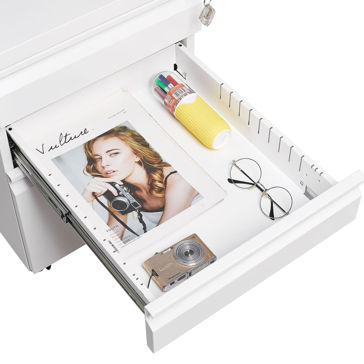 Maocao Hoom White 3-Drawer 15.35-in File Cabinet
