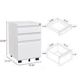 Maocao Hoom White 3-Drawer 15.35-in File Cabinet
