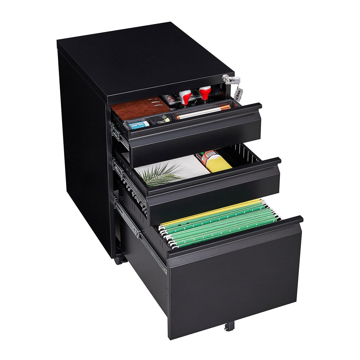 Maocao Hoom Black 3-Drawer 15.35-in File Cabinet