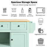 Runesay Green Mdf Base with Mdf Wood Top Rolling Kitchen Island (29.5-in x 53.1-in x 37.2-in)