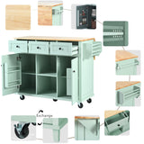 Runesay Green Mdf Base with Mdf Wood Top Rolling Kitchen Island (29.5-in x 53.1-in x 37.2-in)