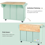 Runesay Green Mdf Base with Mdf Wood Top Rolling Kitchen Island (29.5-in x 53.1-in x 37.2-in)