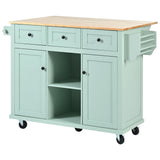 Runesay Green Mdf Base with Mdf Wood Top Rolling Kitchen Island (29.5-in x 53.1-in x 37.2-in)