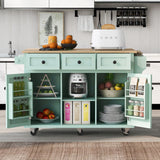 Runesay Green Mdf Base with Mdf Wood Top Rolling Kitchen Island (29.5-in x 53.1-in x 37.2-in)