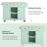Runesay Green Mdf Base with Mdf Wood Top Rolling Kitchen Island (29.5-in x 53.1-in x 37.2-in)