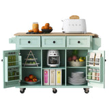 Runesay Green Mdf Base with Mdf Wood Top Rolling Kitchen Island (29.5-in x 53.1-in x 37.2-in)