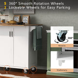 Runesay White Mdf Base with Mdf Wood Top Rolling Kitchen Island (33.2-in x 49.02-in x 37.54-in)