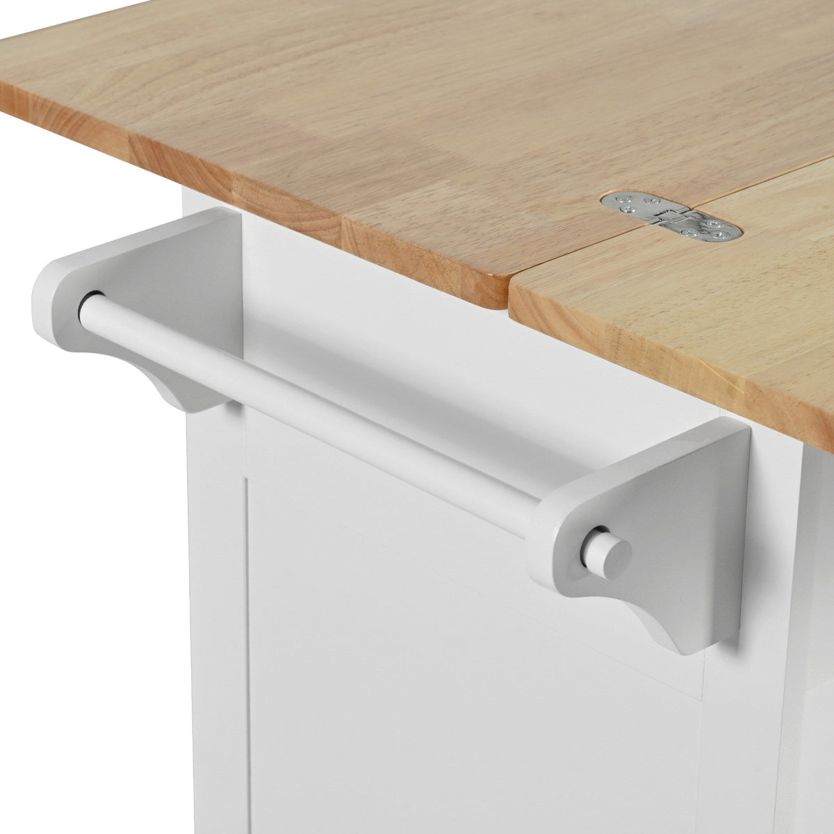 Runesay White Mdf Base with Mdf Wood Top Rolling Kitchen Island (33.2-in x 49.02-in x 37.54-in)