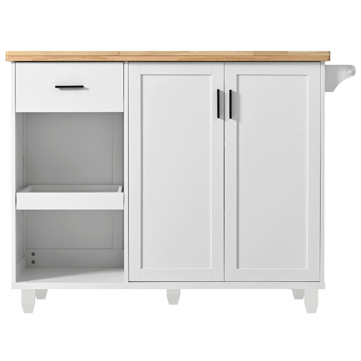 Runesay White Mdf Base with Mdf Wood Top Rolling Kitchen Island (33.2-in x 49.02-in x 37.54-in)