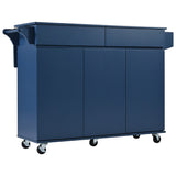 Runesay Blue Mdf Base with Mdf Wood Top Rolling Kitchen Island (27.56-in x 53.15-in x 36.33-in)