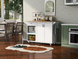 Runesay White Mdf Base with Mdf Wood Top Rolling Kitchen Island (33.2-in x 49.02-in x 37.54-in)