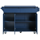 Runesay Blue Mdf Base with Mdf Wood Top Rolling Kitchen Island (27.56-in x 53.15-in x 36.33-in)