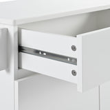 Runesay White Mdf Base with Mdf Wood Top Rolling Kitchen Island (27.56-in x 53.15-in x 36.33-in)
