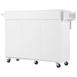 Runesay White Mdf Base with Mdf Wood Top Rolling Kitchen Island (27.56-in x 53.15-in x 36.33-in)