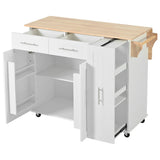 Runesay White Mdf Base with Mdf Wood Top Rolling Kitchen Island (29.5-in x 46-in x 37-in)