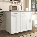 Runesay White Mdf Base with Mdf Wood Top Rolling Kitchen Island (29.5-in x 46-in x 37-in)
