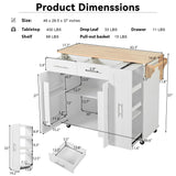 Runesay White Mdf Base with Mdf Wood Top Rolling Kitchen Island (29.5-in x 46-in x 37-in)