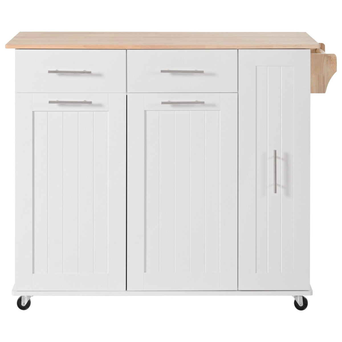 Runesay White Mdf Base with Mdf Wood Top Rolling Kitchen Island (29.5-in x 46-in x 37-in)