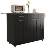 Runesay Black Mdf Base with Mdf Wood Top Rolling Kitchen Island (29.5-in x 46-in x 37-in)
