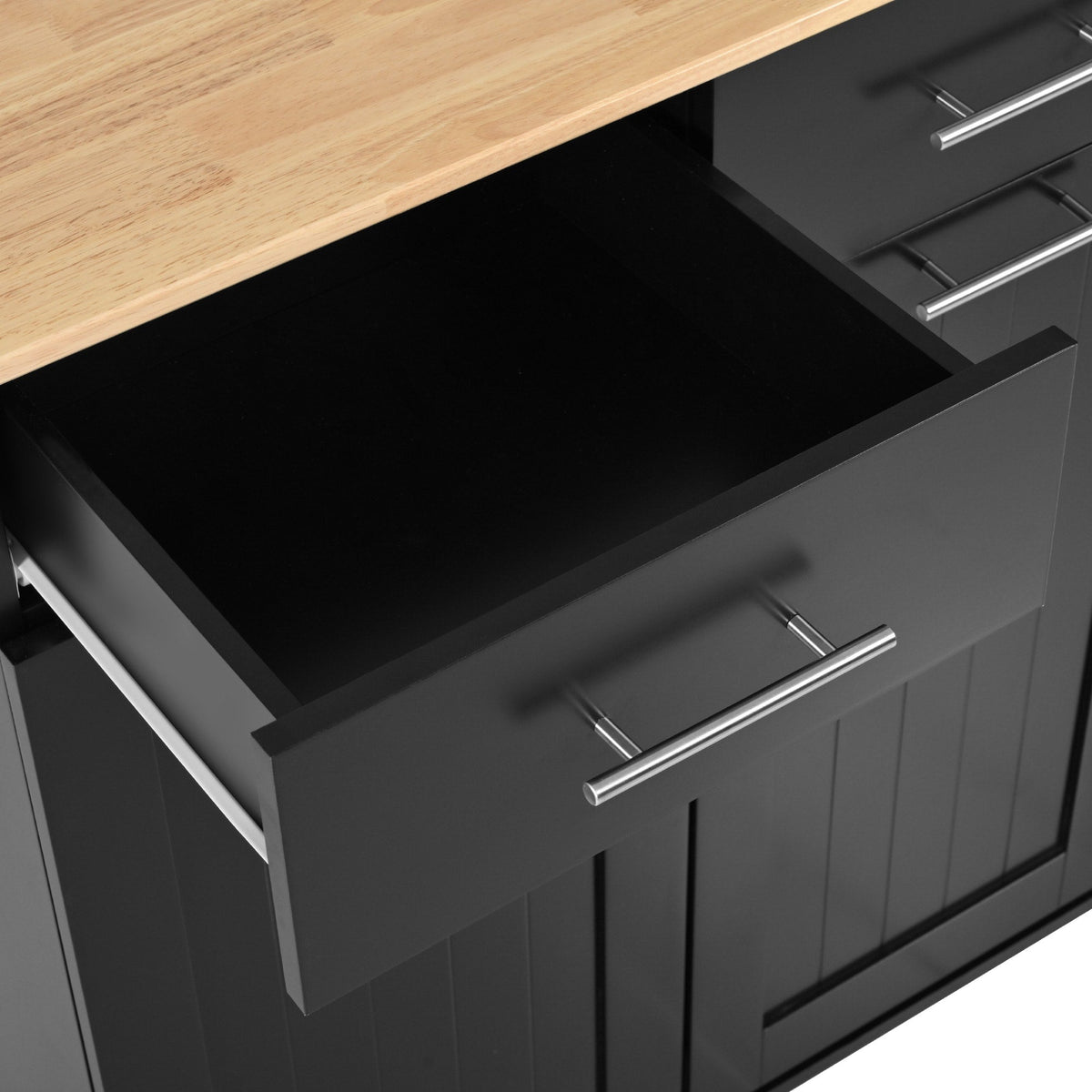 Runesay Black Mdf Base with Mdf Wood Top Rolling Kitchen Island (29.5-in x 46-in x 37-in)