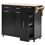 Runesay Black Mdf Base with Mdf Wood Top Rolling Kitchen Island (29.5-in x 46-in x 37-in)