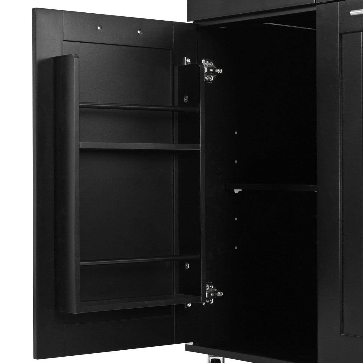 Runesay Black Mdf Base with Mdf Wood Top Rolling Kitchen Island (29.5-in x 46-in x 37-in)
