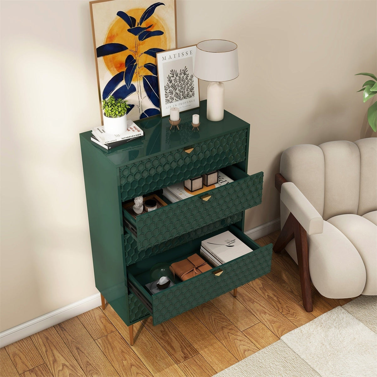 Mondawe 31.5 in. 5-Drawer  Chests Cabinet, Green