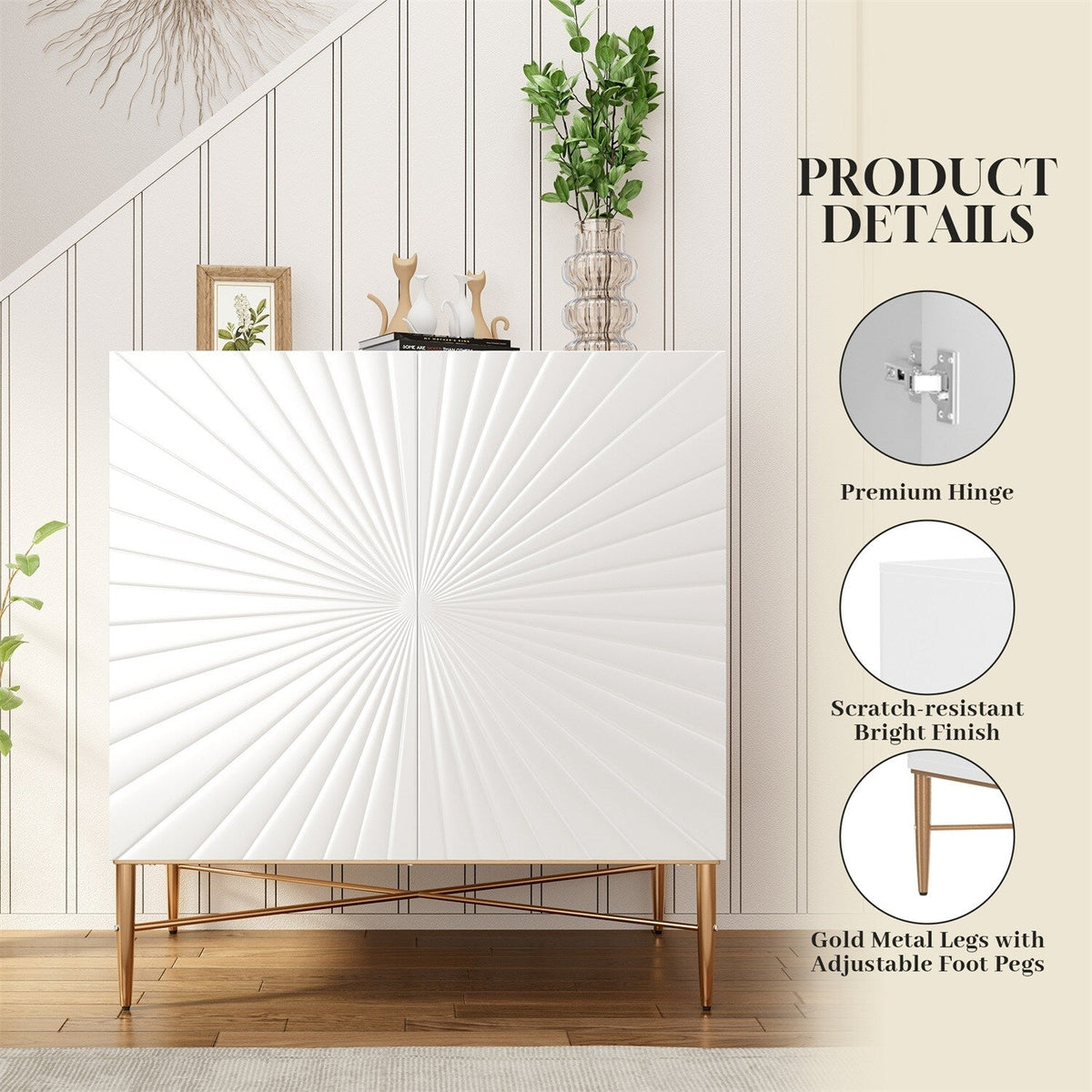 Mondawe 29.5 in. 2-Door Modern Accent Cabinet Chests, White