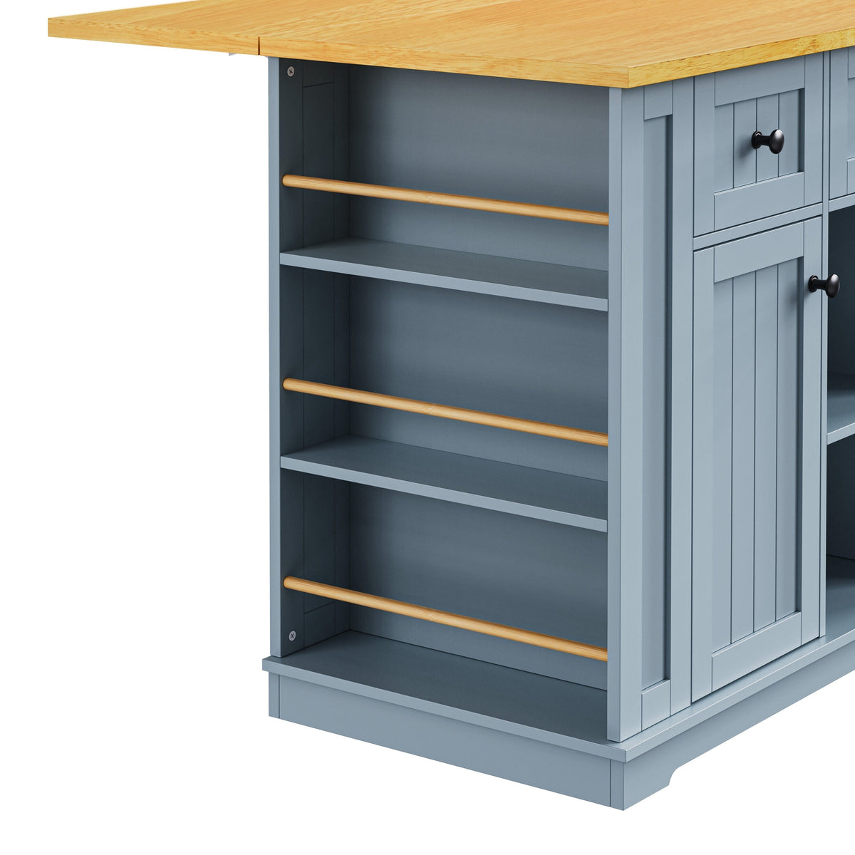 Runesay Gray Mdf Base with Mdf Wood Top Rolling Kitchen Island (29.52-in x 53.14-in x 36.4-in)