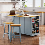 Runesay Gray Mdf Base with Mdf Wood Top Rolling Kitchen Island (29.52-in x 53.14-in x 36.4-in)
