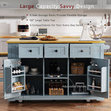 Runesay Gray Mdf Base with Mdf Wood Top Rolling Kitchen Island (29.52-in x 53.14-in x 36.4-in)