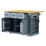 Runesay Gray Mdf Base with Mdf Wood Top Rolling Kitchen Island (29.52-in x 53.14-in x 36.4-in)